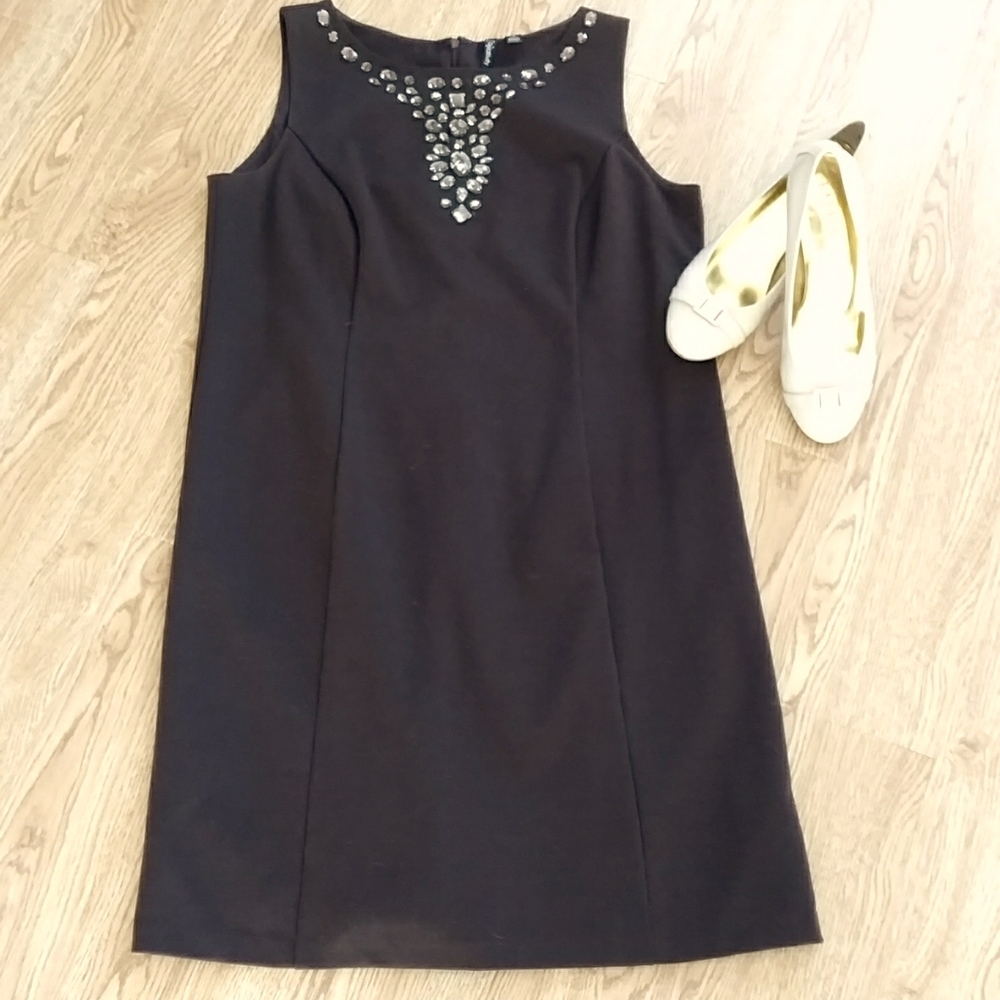 Sparkly Sleeveless Dress by Relativity - Dark Brown - 12 - Picture 2 of 15